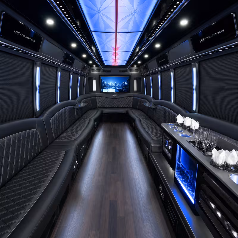 15 Passenger Party Bus Interior