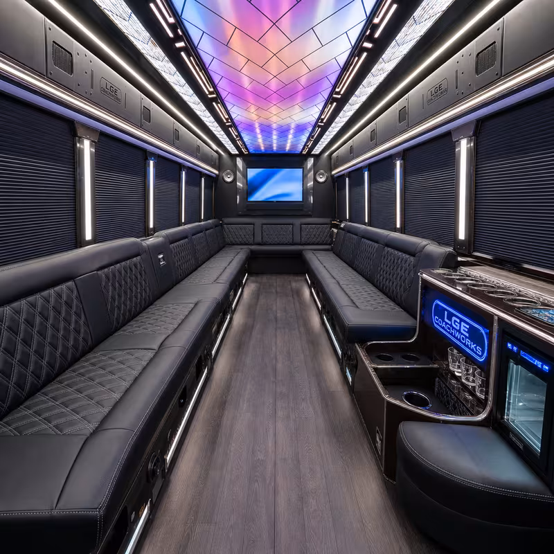 18 Passenger Party Bus Interior