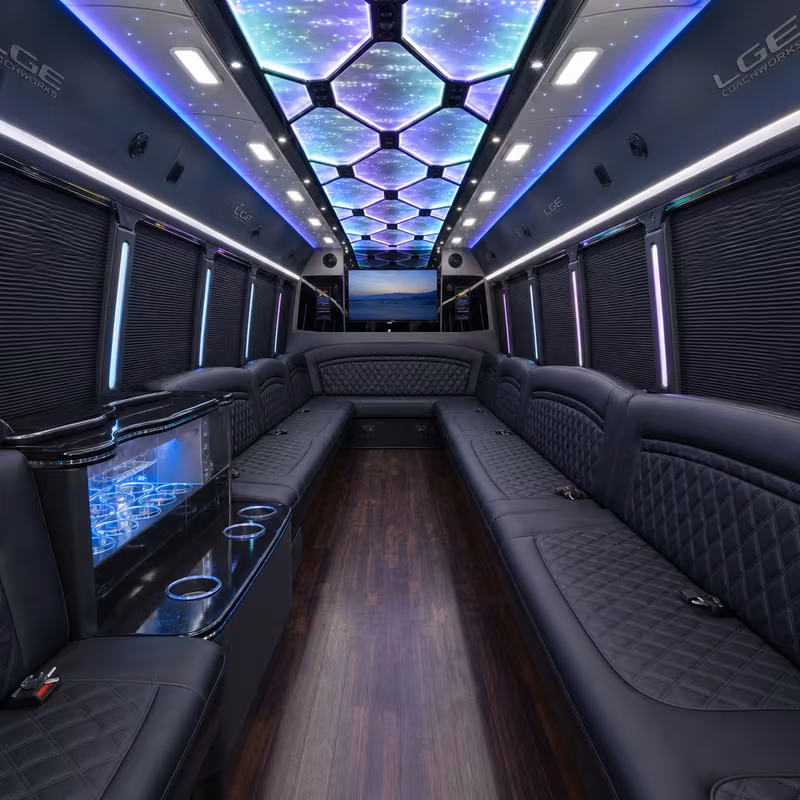 18 Passenger Party Bus Interior