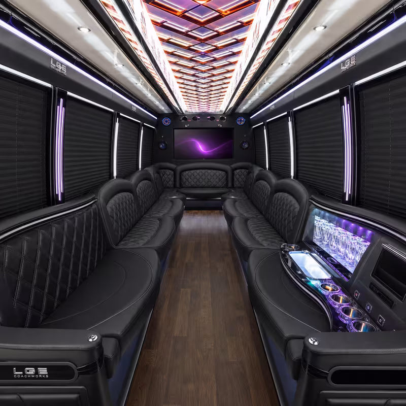 20 Passenger Party Bus Interior