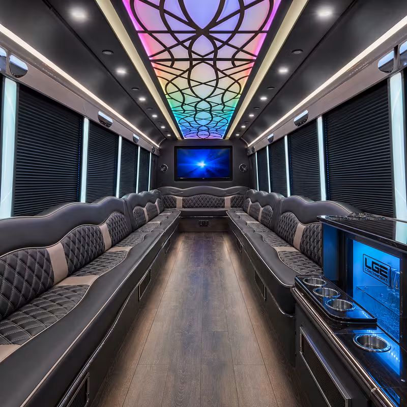 20 Passenger Party Bus Interior