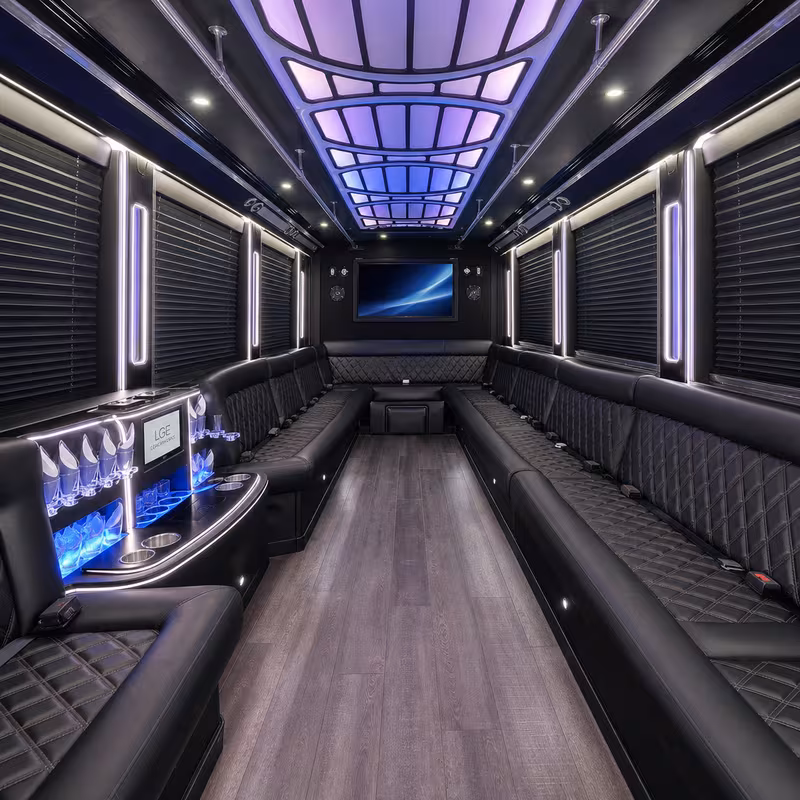 25 Passenger Party Bus Interior