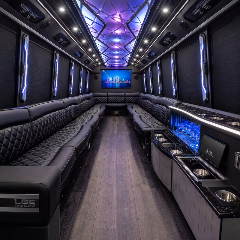 25 Passenger Party Bus Interior
