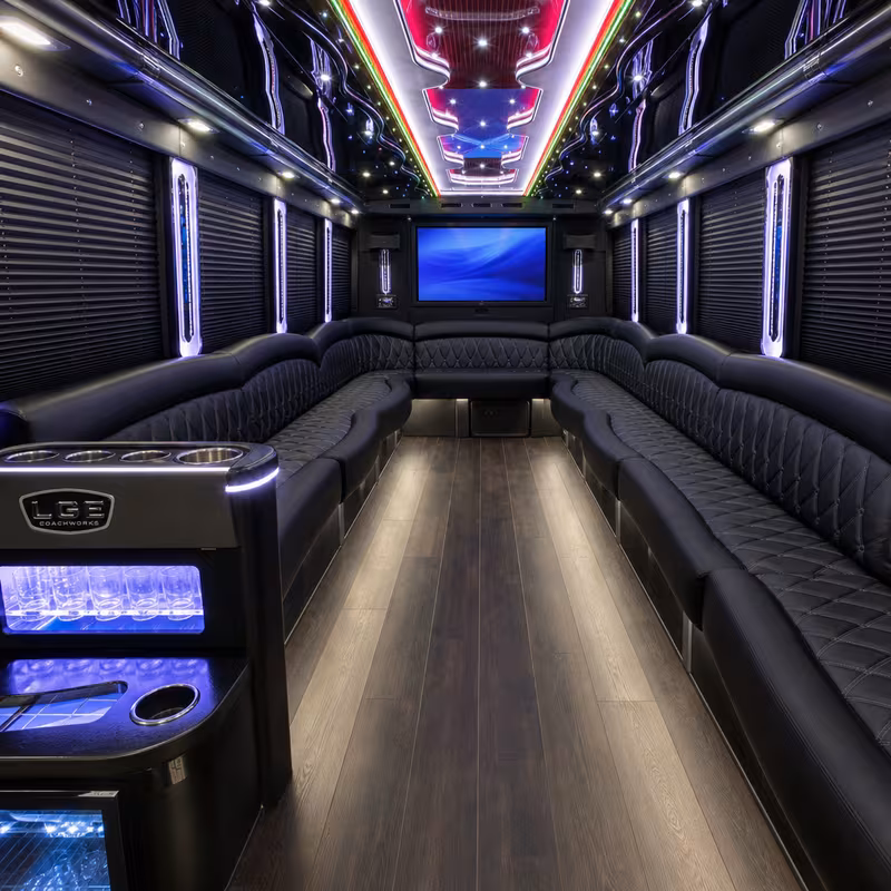 28 Passenger Party Bus Interior