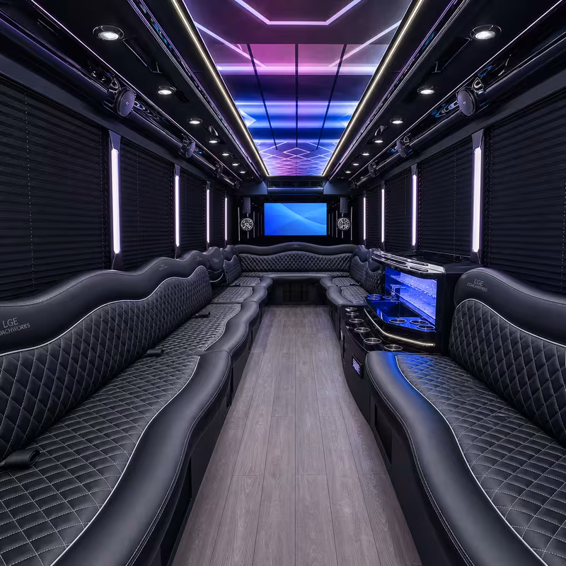 28 Passenger Party Bus Interior