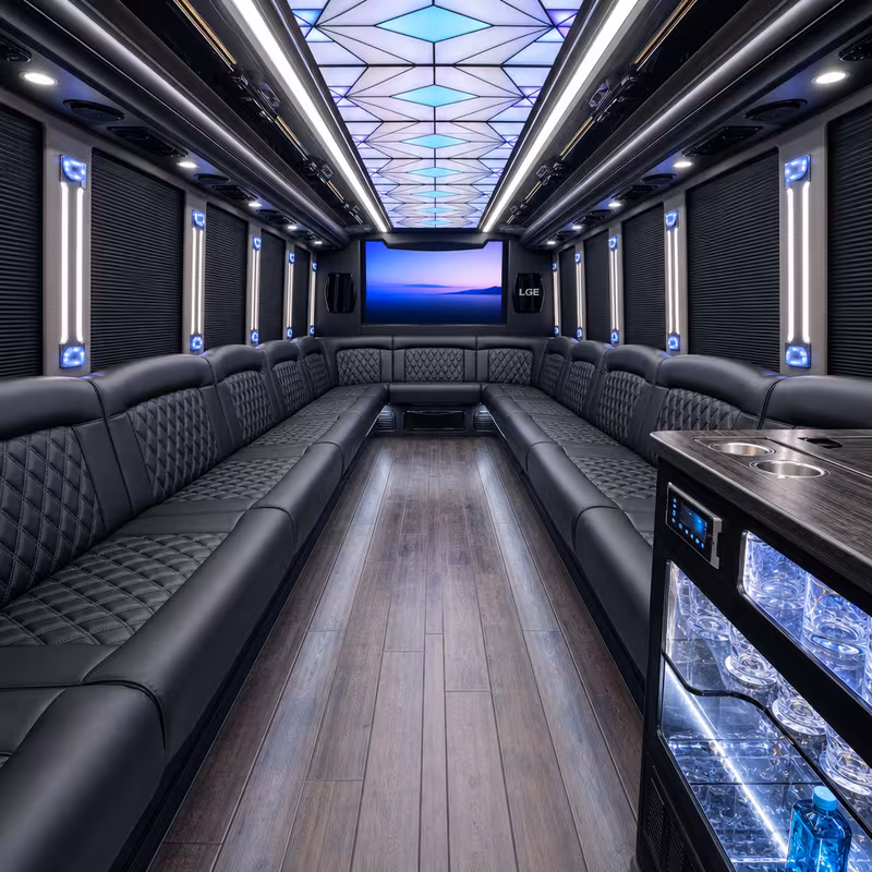 30 Passenger Party Bus Interior