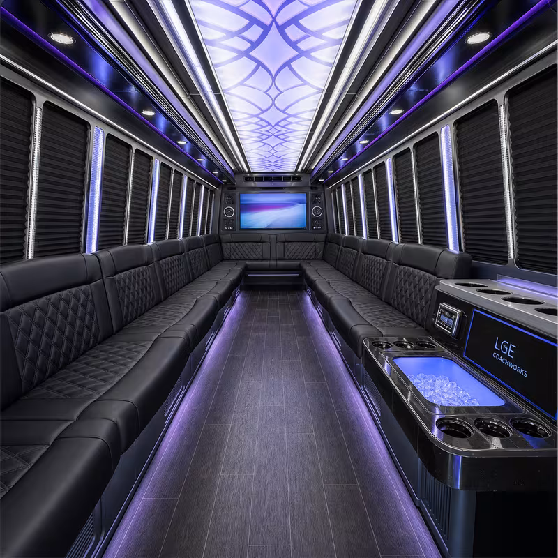 40 Passenger Party Bus Interior