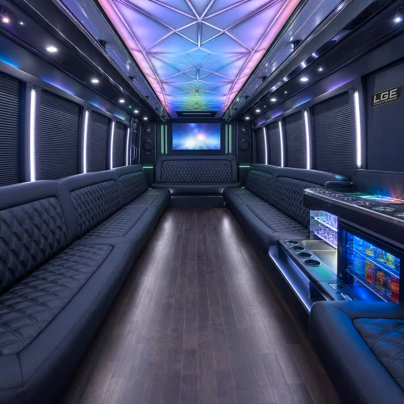 50 Passenger Party Bus Interior