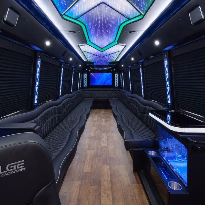 50 Passenger Party Bus Interior