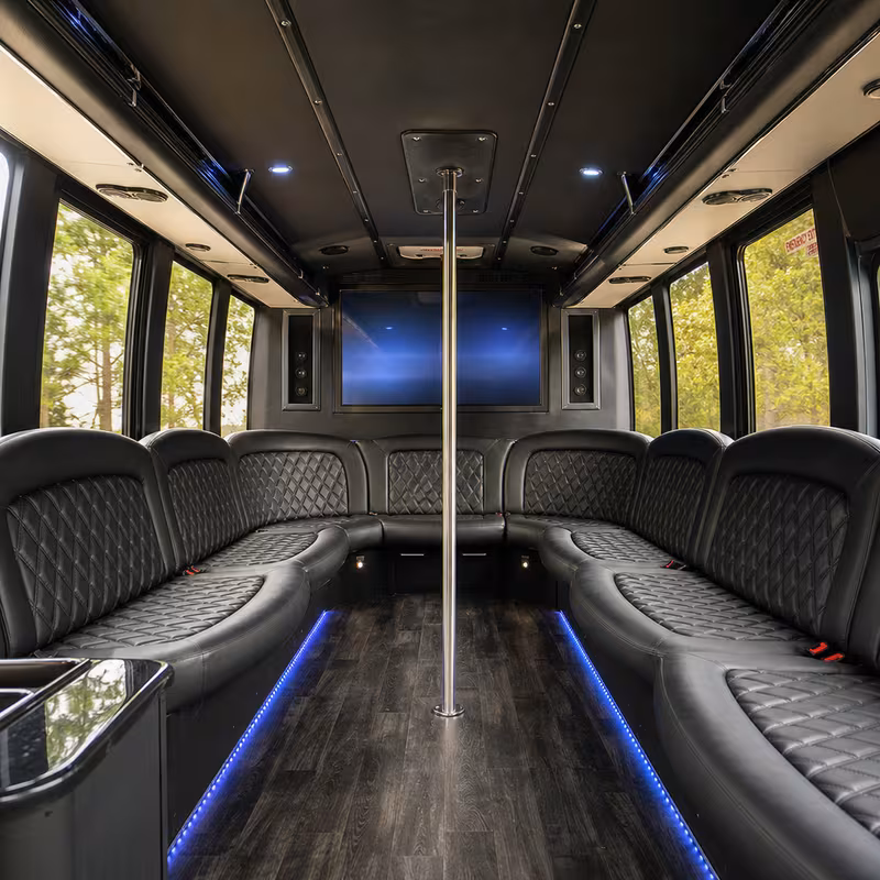 Passenger watching the New Brunswick scenery during a regional party bus road trip