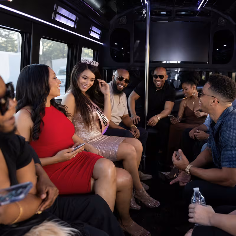 Black Mercedes Sprinter van staged for an New Brunswick Birthday Transportation group