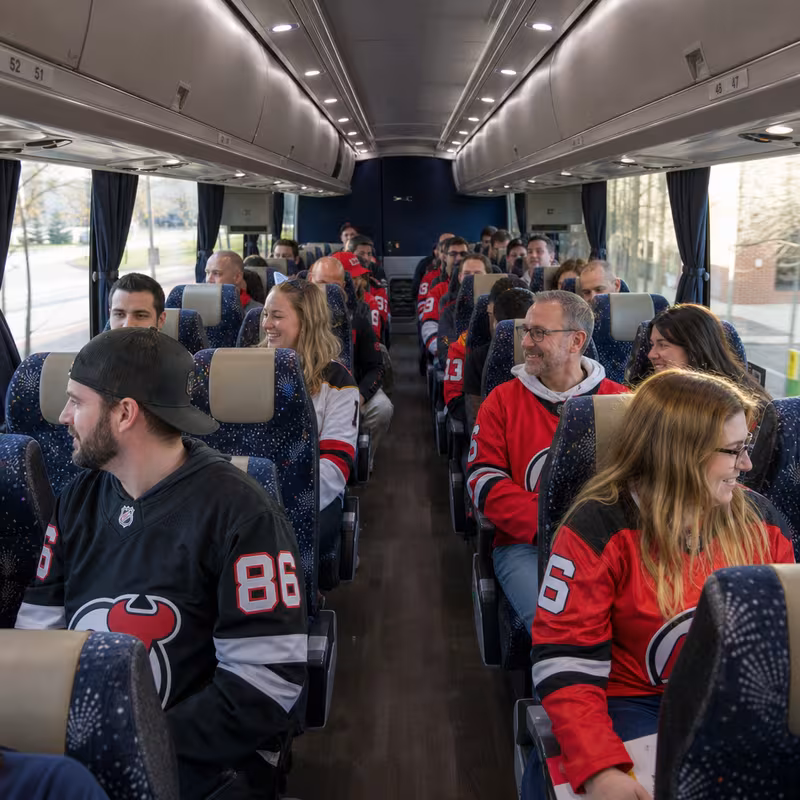Passenger seating aboard a New Brunswick party bus rental