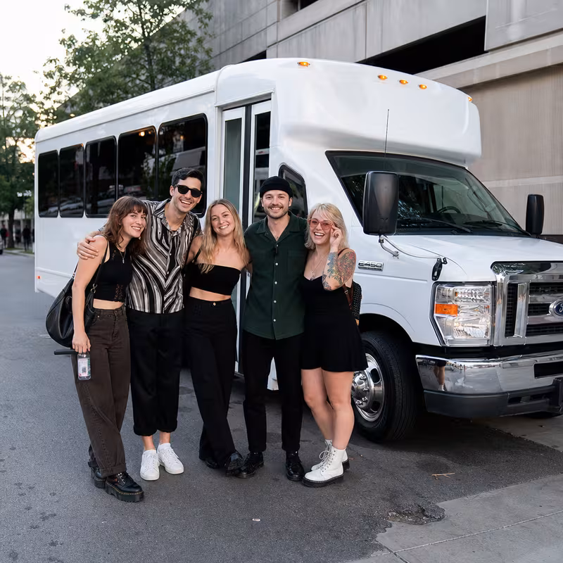 Black Mercedes Sprinter van staged for an New Brunswick Concert Transportation group