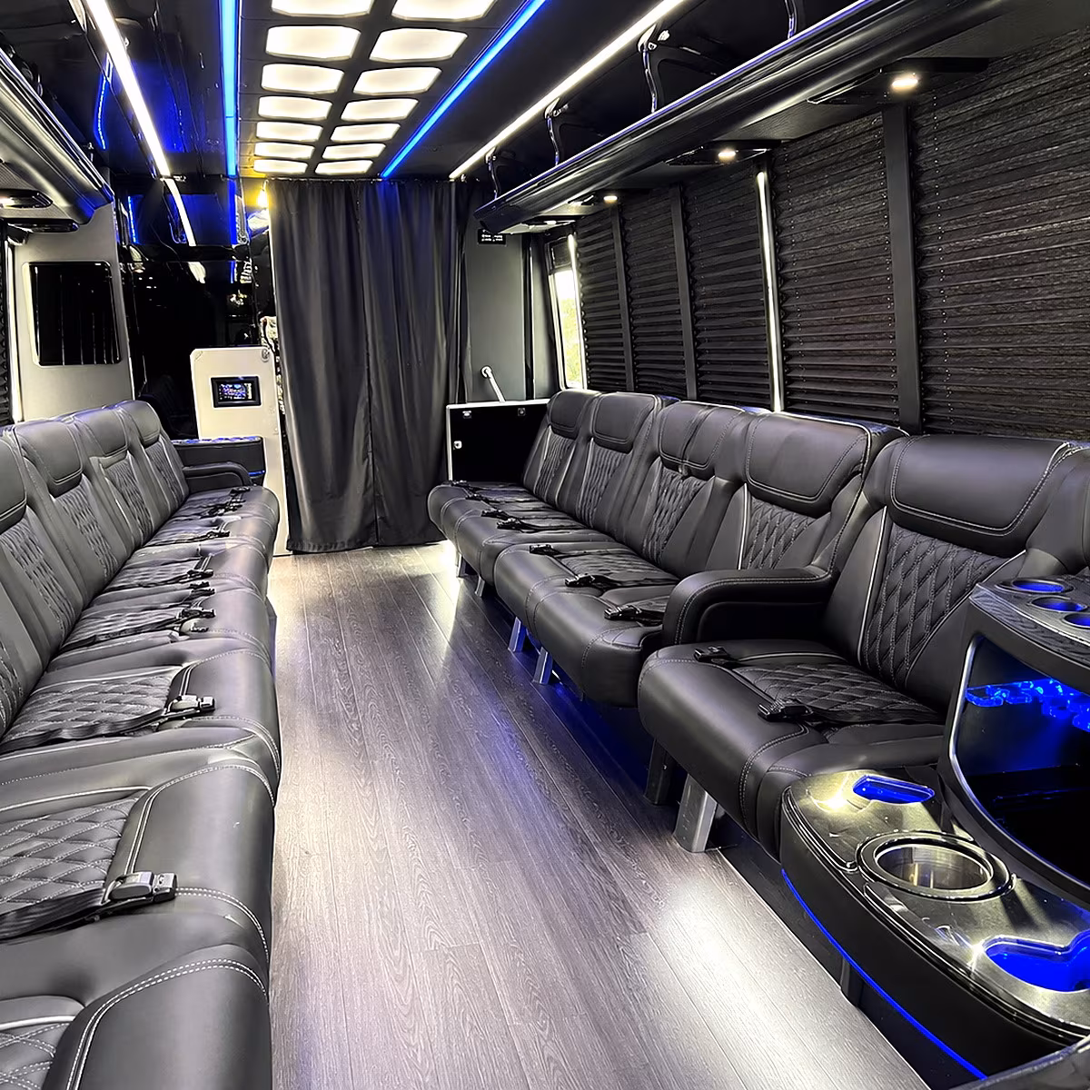 New Brunswick Birthday, Sweet 16, & Quinceañera Transportation party bus interior