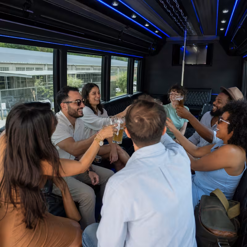 Black Mercedes Sprinter van staged for an New Brunswick Winery & Brewery Tour Transportation group